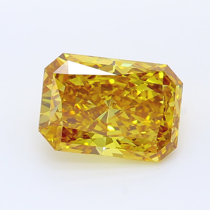 2.05 carat fancy vivid brownish yellow radiant lab grown diamond VVS2 clarity