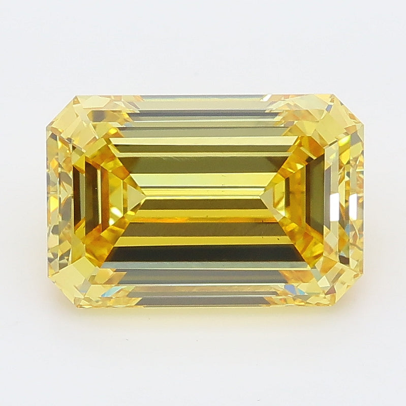 3.14 carat fancy vivid yellow emerald lab grown diamond VS1 clarity