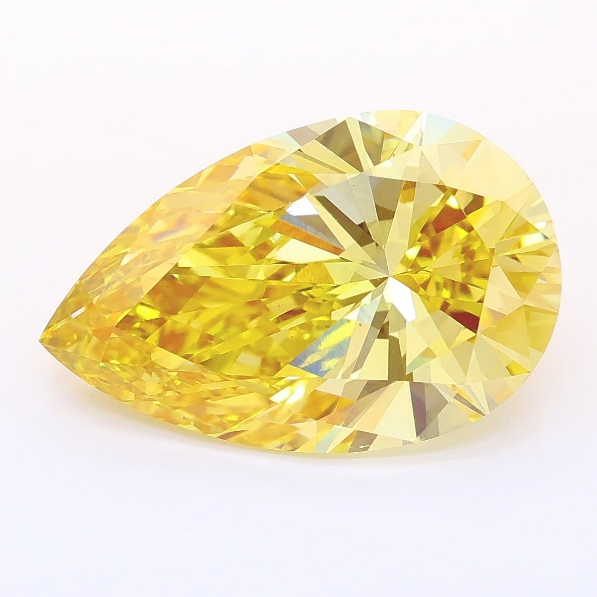 7.01 carat fancy intense yellow pear lab grown diamond VS1 clarity