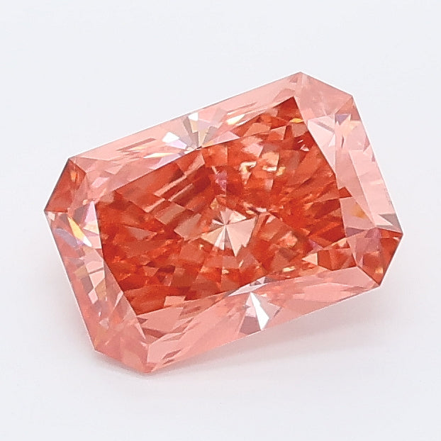 1.26 carat fancy vivid pink radiant lab grown diamond VS1 clarity