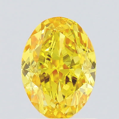 1.51 carat fancy vivid yellow oval lab grown diamond VS1 clarity