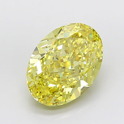 7.06 carat fancy intense yellow oval lab grown diamond VS1 clarity