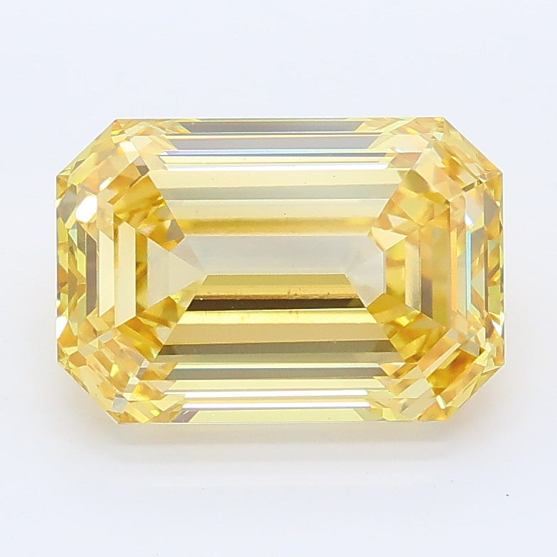 3.08 carat fancy intense yellow emerald lab grown diamond VS1 clarity