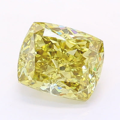 1.50 carat fancy intense yellow cushion lab grown diamond VVS2 clarity