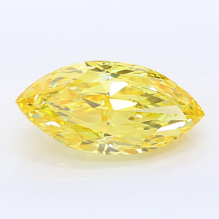 2.08 carat fancy vivid yellow marquise lab grown diamond VVS2 clarity
