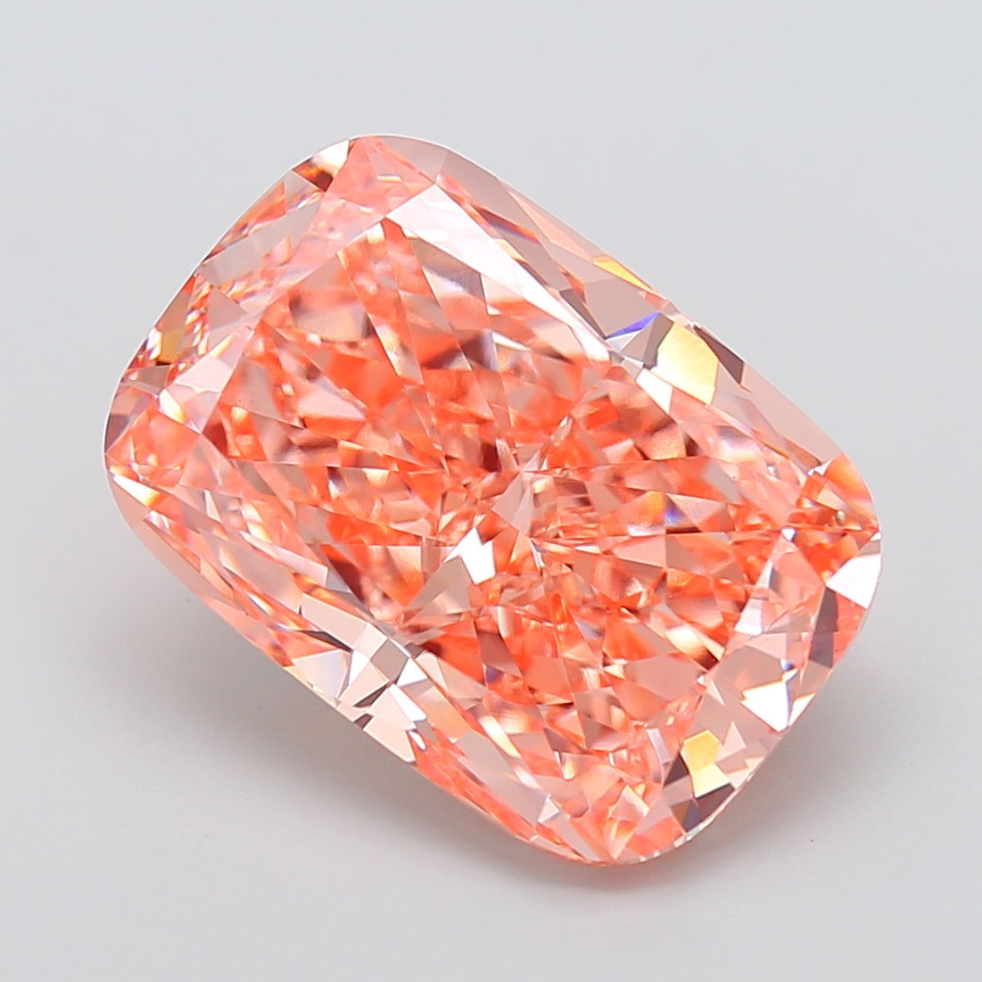 15.05 carat fancy vivid pink cushion lab grown diamond VVS2 clarity