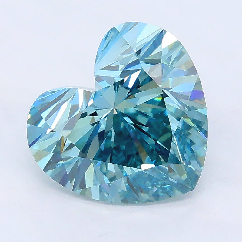 3.14 carat fancy vivid green blue heart lab grown diamond VS1 clarity