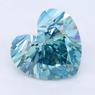 3.14 carat fancy vivid green blue heart lab grown diamond VS1 clarity