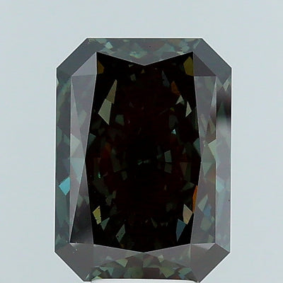 6.11 carat fancy deep green radiant lab grown diamond VS2 clarity