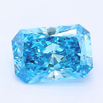 0.95 carat fancy vivid blue radiant lab grown diamond VVS2 clarity