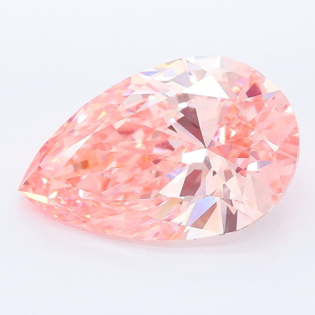 6.04 carat fancy vivid pink pear lab grown diamond VVS2 clarity
