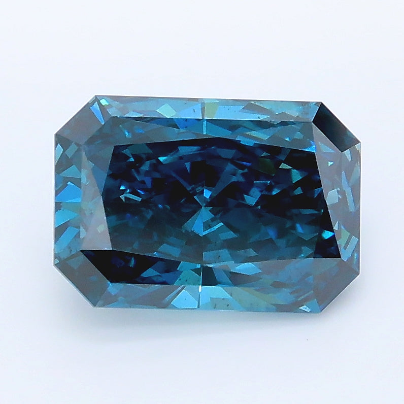 2.06 carat fancy deep blue radiant lab grown diamond SI1 clarity