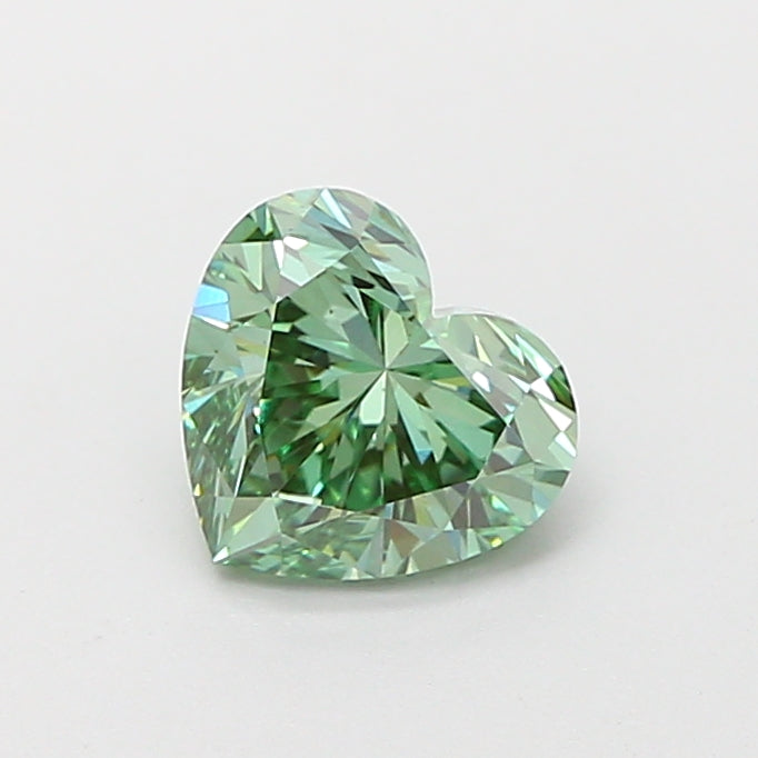 1.06 carat fancy vivid green heart lab grown diamond VS1 clarity