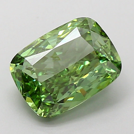 1.51 carat fancy vivid green cushion lab grown diamond VS1 clarity