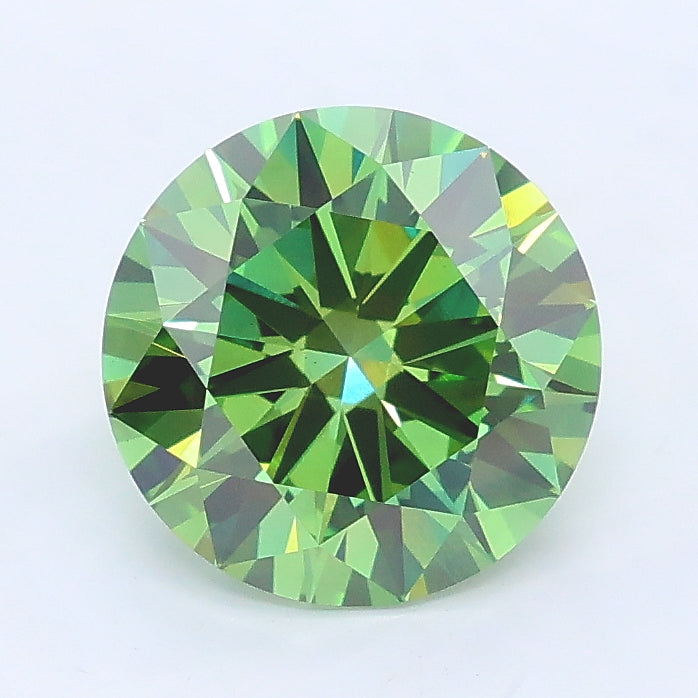 2.03 carat fancy vivid green round lab grown diamond VS1 clarity