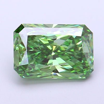3.01 carat fancy vivid green radiant lab grown diamond VS1 clarity