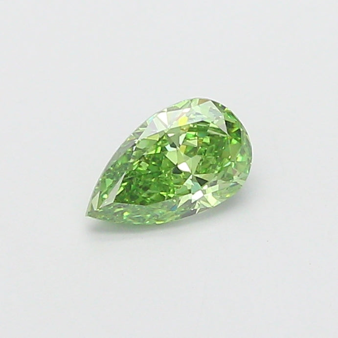 0.68 carat fancy vivid green pear lab grown diamond VVS2 clarity