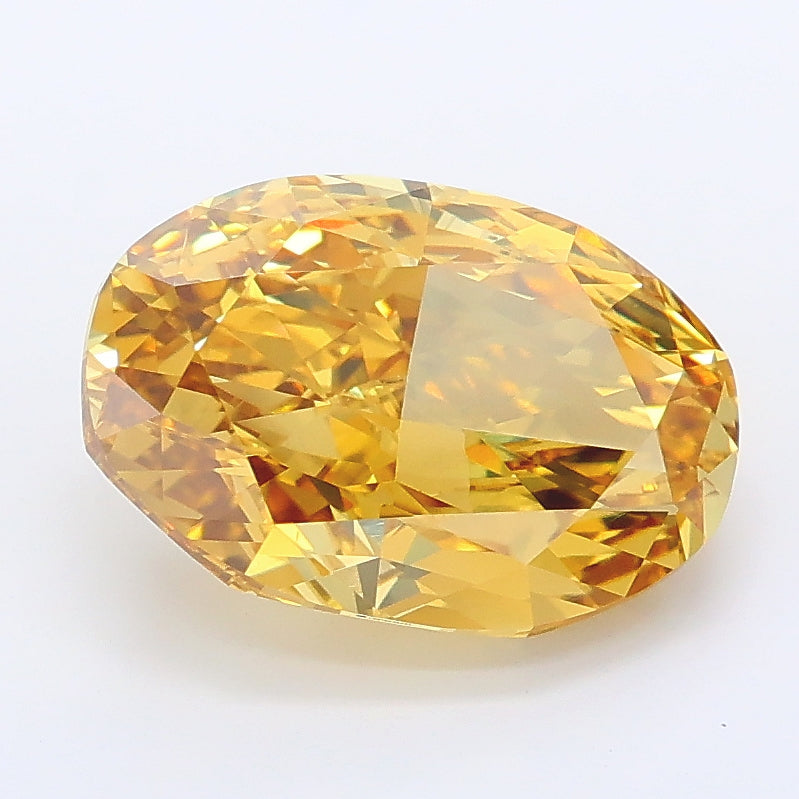 3.02 carat fancy intense yellow oval lab grown diamond VS1 clarity