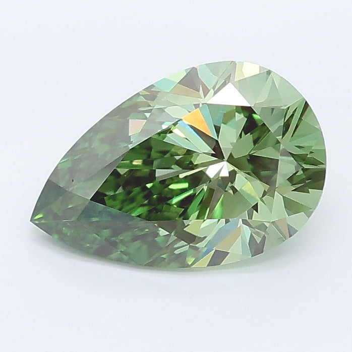 1.55 carat fancy vivid green pear lab grown diamond VS1 clarity