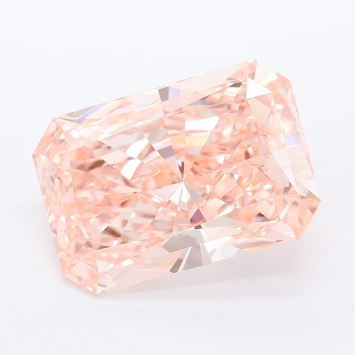 8.02 carat fancy vivid pink radiant lab grown diamond VVS2 clarity
