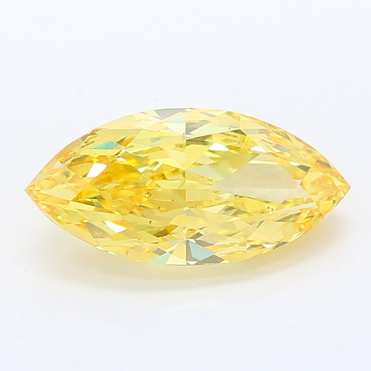 1.54 carat fancy vivid yellow marquise lab grown diamond VS1 clarity