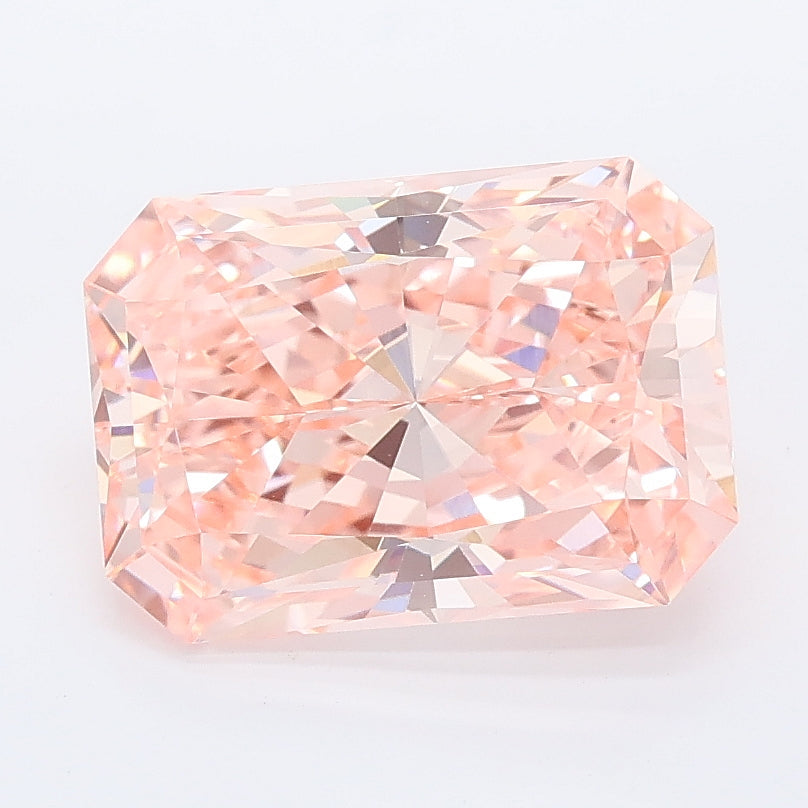 3.06 carat fancy vivid pink radiant lab grown diamond VVS2 clarity