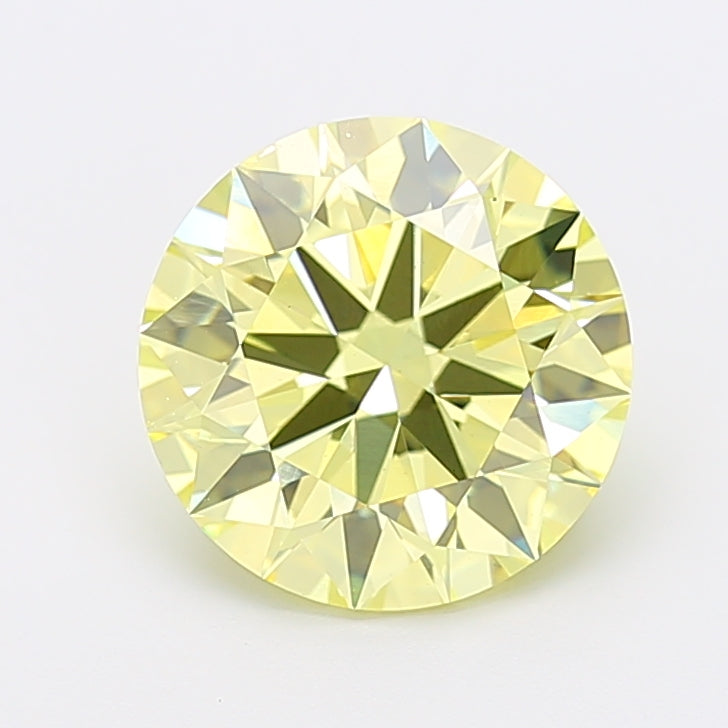 4.05 carat fancy intense yellow round lab grown diamond VS1 clarity