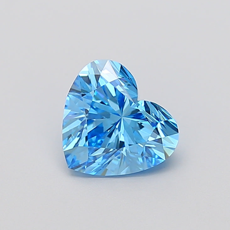 1.67 carat fancy vivid blue heart lab grown diamond VVS2 clarity