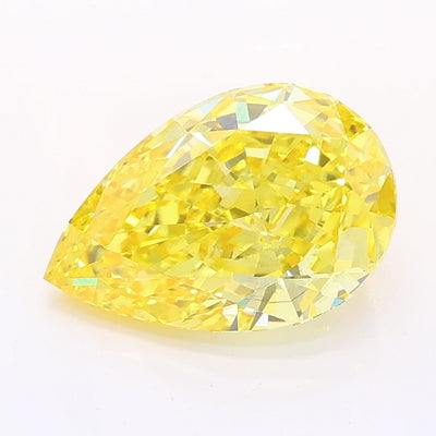 2.09 carat fancy vivid yellow pear lab grown diamond VS2 clarity