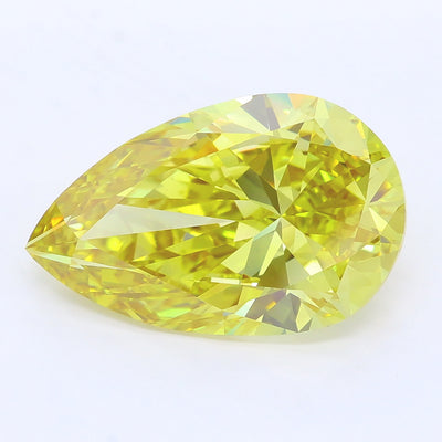 7.05 carat fancy intense yellow pear lab grown diamond VS1 clarity