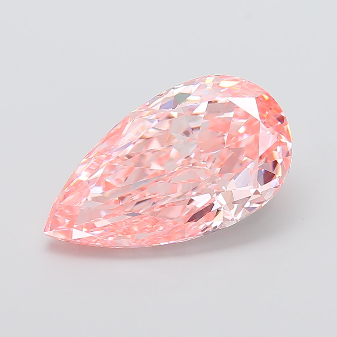8.76 carat fancy vivid pink pear lab grown diamond VS1 clarity