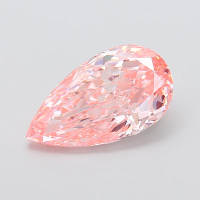 8.76 carat fancy vivid pink pear lab grown diamond VS1 clarity