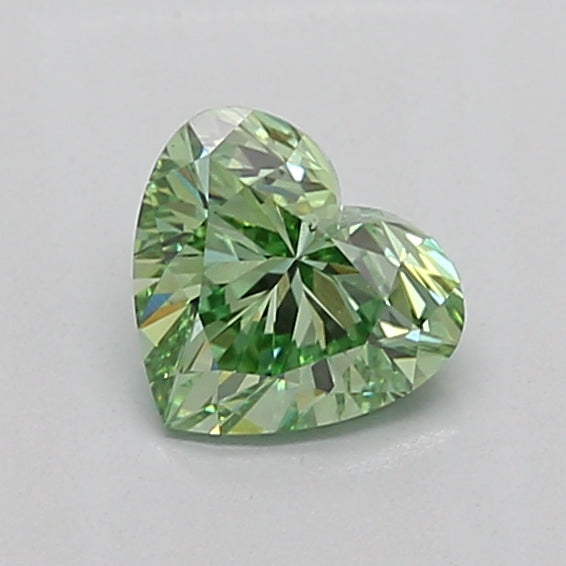 0.90 carat fancy vivid green heart lab grown diamond VS1 clarity