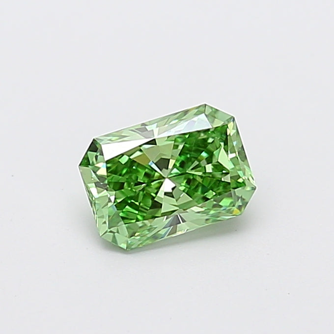 1.01 carat fancy vivid green radiant lab grown diamond VVS2 clarity