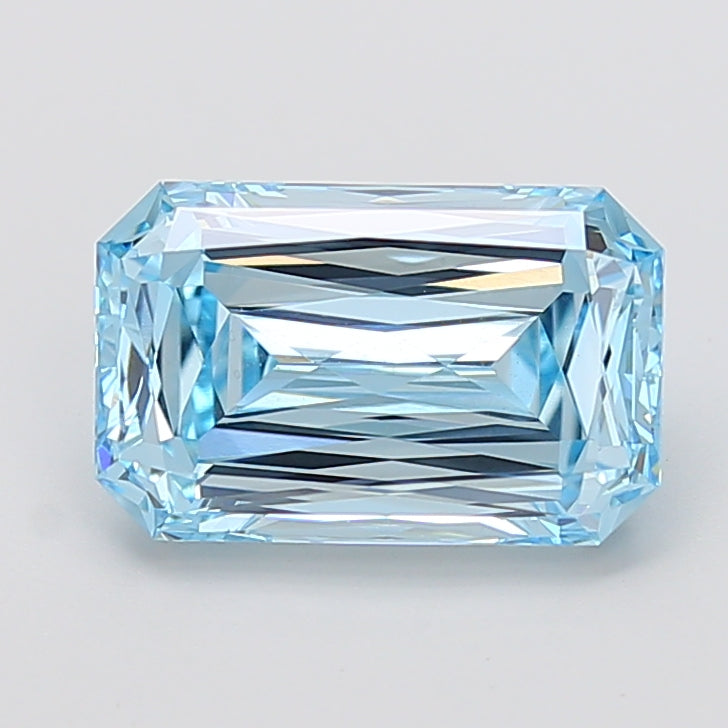 4.27 carat fancy vivid blue radiant lab grown diamond VVS2 clarity