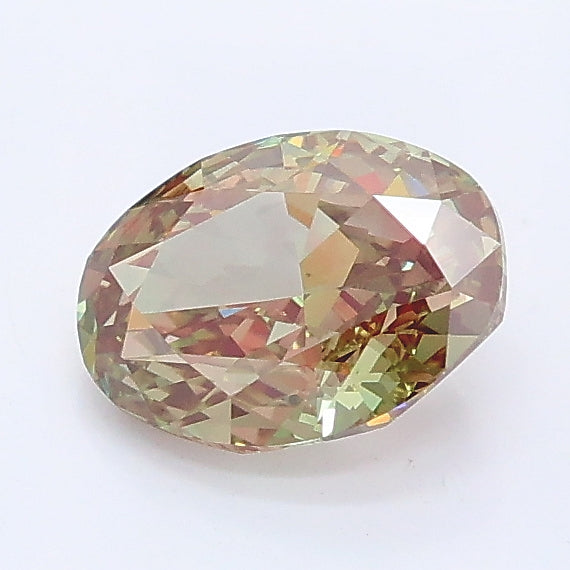 0.98 carat fancy intense green oval lab grown diamond VVS2 clarity
