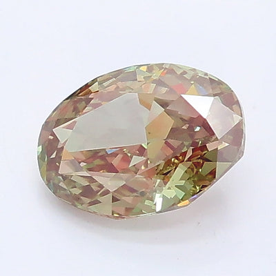 0.98 carat fancy intense green oval lab grown diamond VVS2 clarity