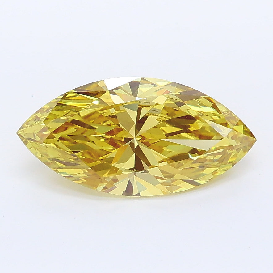 1.75 carat fancy intense yellow marquise lab grown diamond VS1 clarity