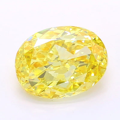 1.35 carat fancy intense yellow oval lab grown diamond VS2 clarity