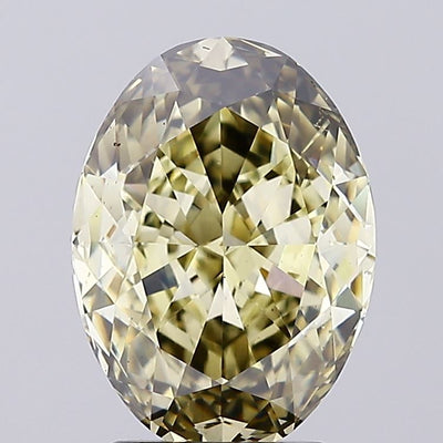 3.13 carat fancy grayish yellow oval lab grown diamond VS2 clarity
