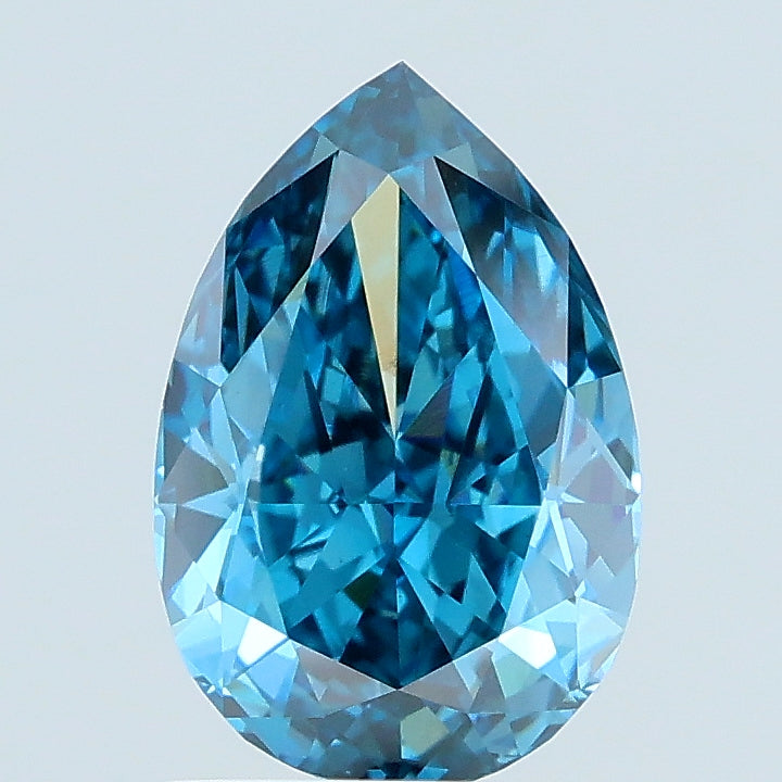 1.73 carat fancy vivid blue pear lab grown diamond VS1 clarity