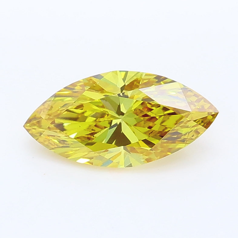 0.99 carat fancy intense brownish yellow marquise lab grown diamond VS2 clarity