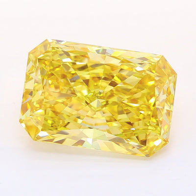 5.53 carat fancy intense yellow radiant lab grown diamond VVS2 clarity