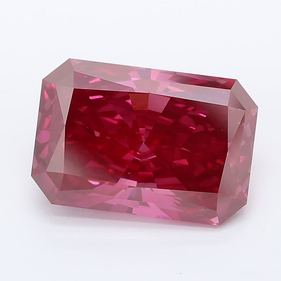 3.77 carat fancy vivid pink radiant lab grown diamond VS1 clarity