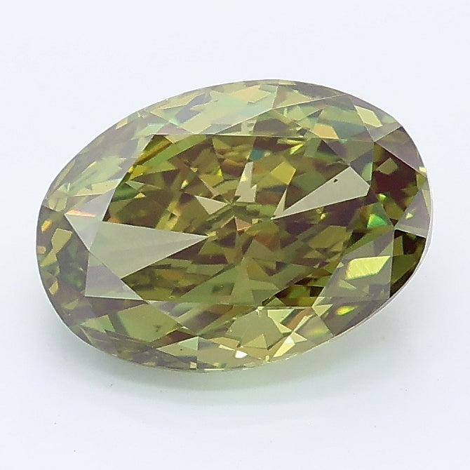 2.04 carat fancy green oval lab grown diamond VS1 clarity