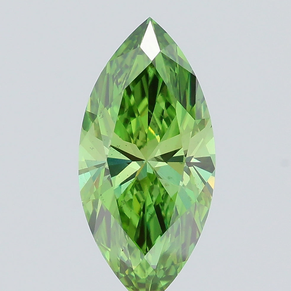 0.92 carat fancy vivid green marquise lab grown diamond VS2 clarity