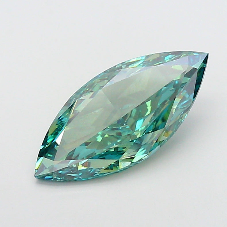 7.03 carat fancy vivid green marquise lab grown diamond VS1 clarity