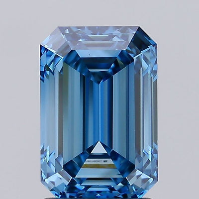 2.15 carat fancy vivid blue emerald lab grown diamond VS1 clarity