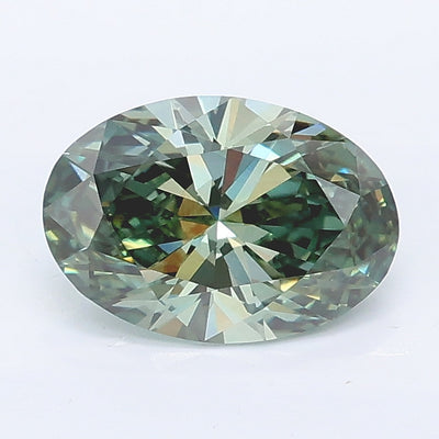 1.21 carat fancy vivid green oval lab grown diamond VVS2 clarity