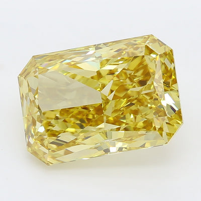 5.02 carat fancy intense yellow radiant lab grown diamond VVS2 clarity